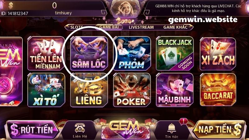 Chọn mục sâm lốc để chơi